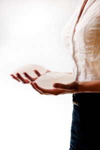 Woman with breast implants